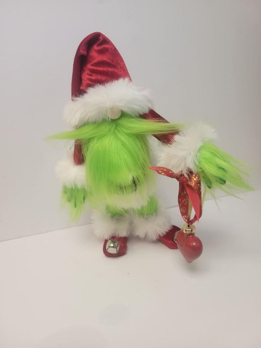 Grinch Santa Gonk Gnome, Handmade Holiday Decor, Luxury Velvet & Faux Fur