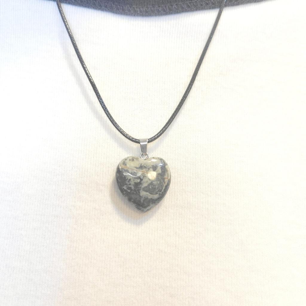 Natural Brown Jasper Crystal Heart-Shaped Pendant Necklace