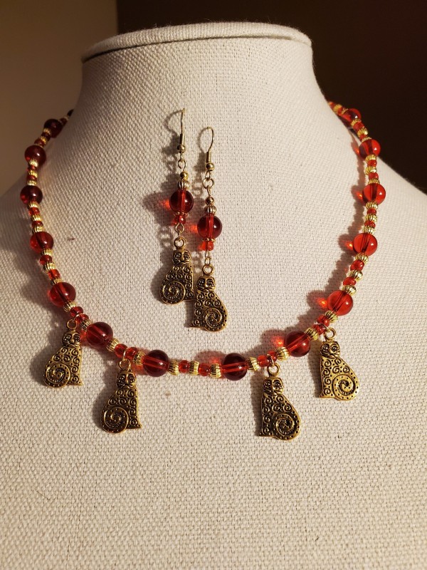 Mother of Cats Red Glass