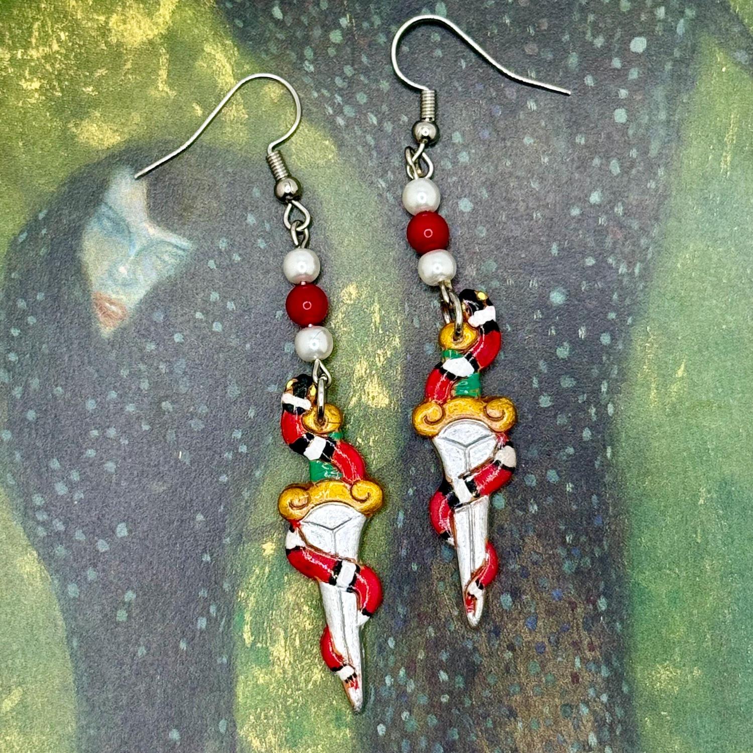 Handmade Polymer Clay Snake Dagger Earrings — Scarlette