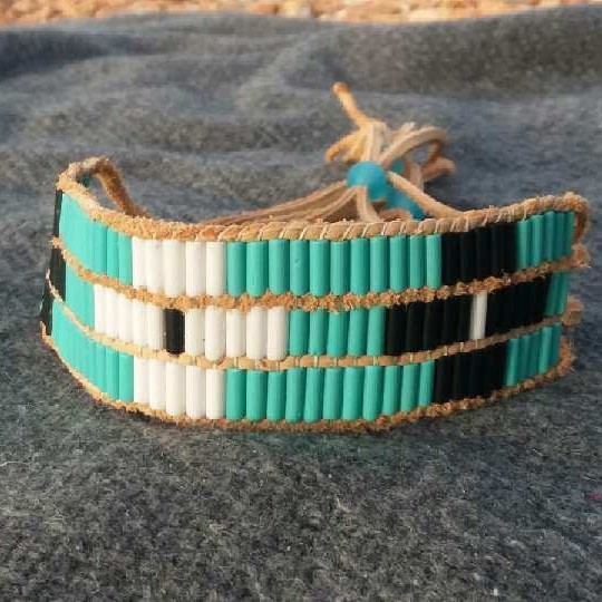 Handmade wampum cuff bracelet