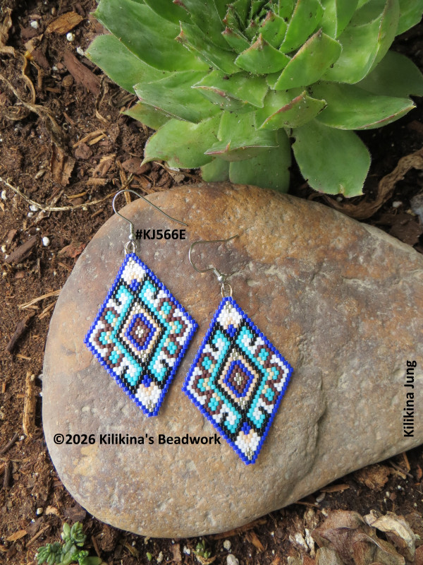 Native American Style Beaded Earrings - Abstract Earrings - Made by Kilikina