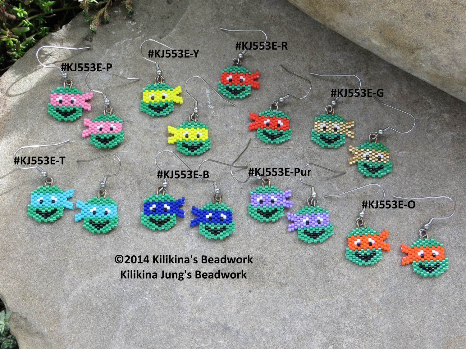 Ninja Earrings - Beaded Turtle Earrings - Fun Turtle Earrings - Made by Kilikina