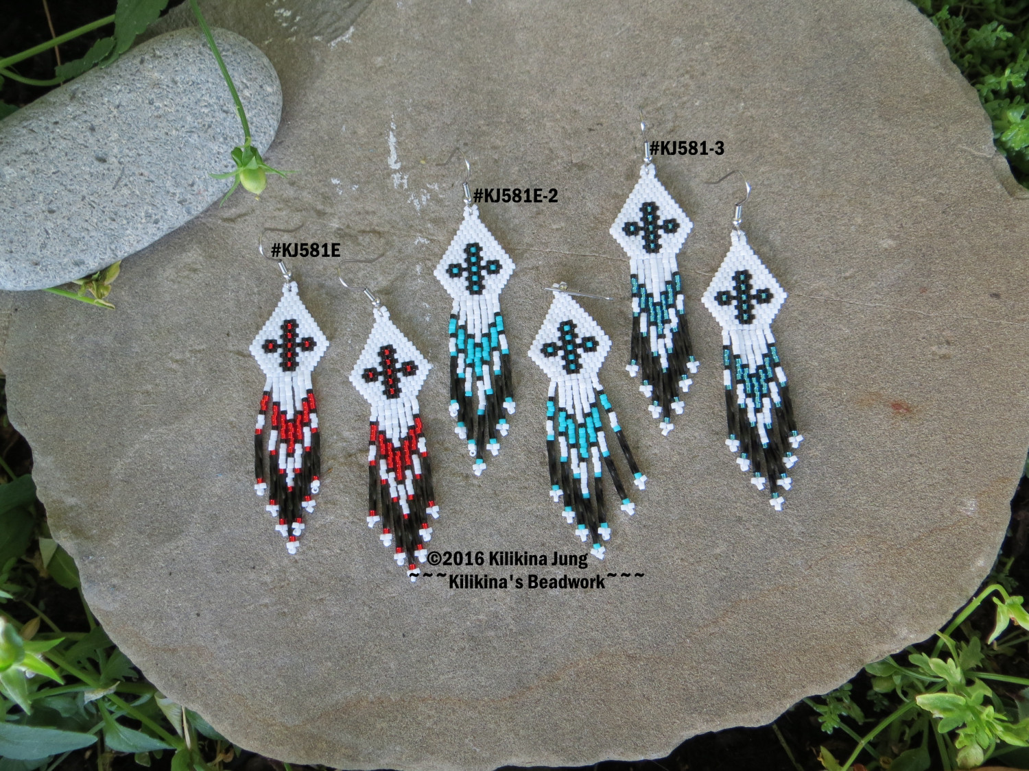 Celtic Cross - Native American Indian Style Beaded Earrings - Made By Kilikina