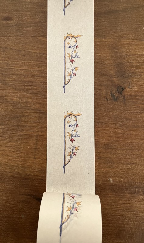 Illuminated vine washi tape with blue, red and gold details