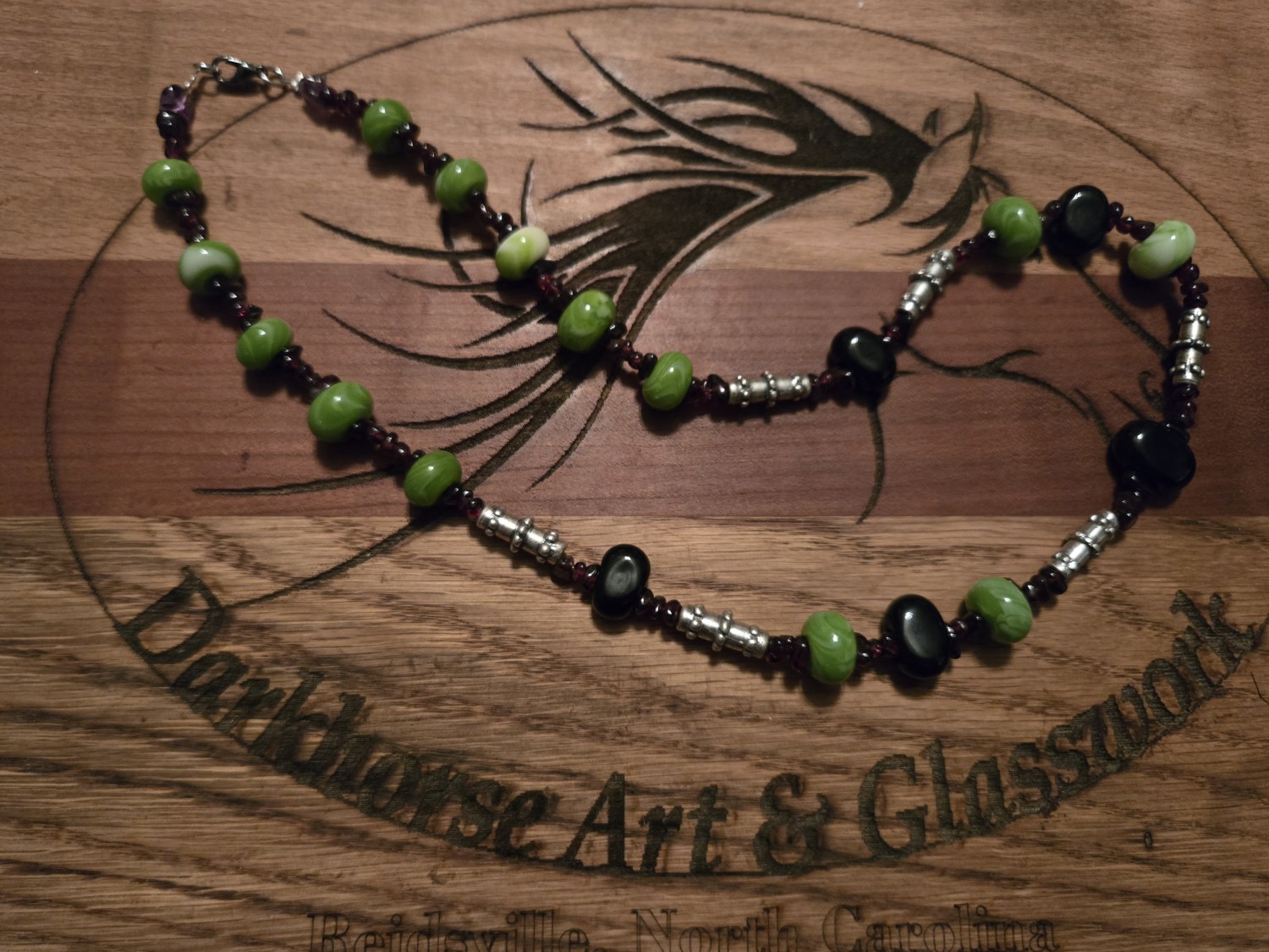 Lamp work "Damascus" Glass Bead Necklace