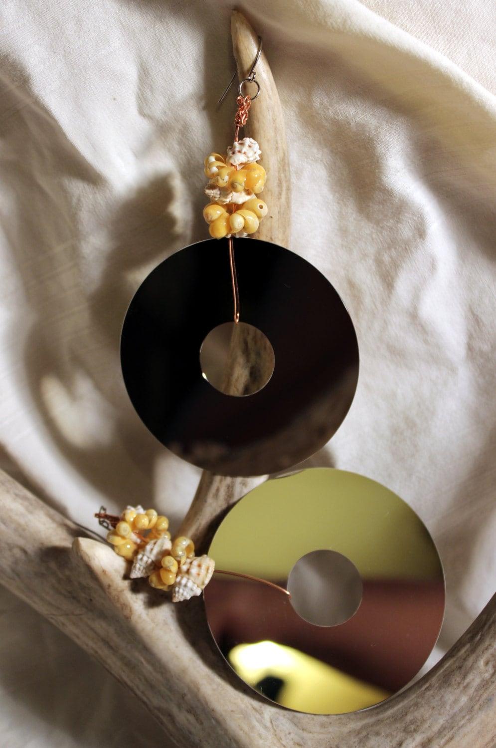 Lap top computer hard drive platter Earrings