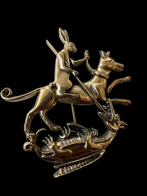 Battle Bunny - Bunny Saint George - Medieval-Style Pin - Bestiary