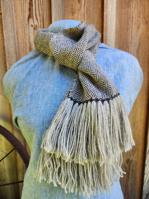 Light Grey and Charcoal Scarf ***100%  Alpaca***