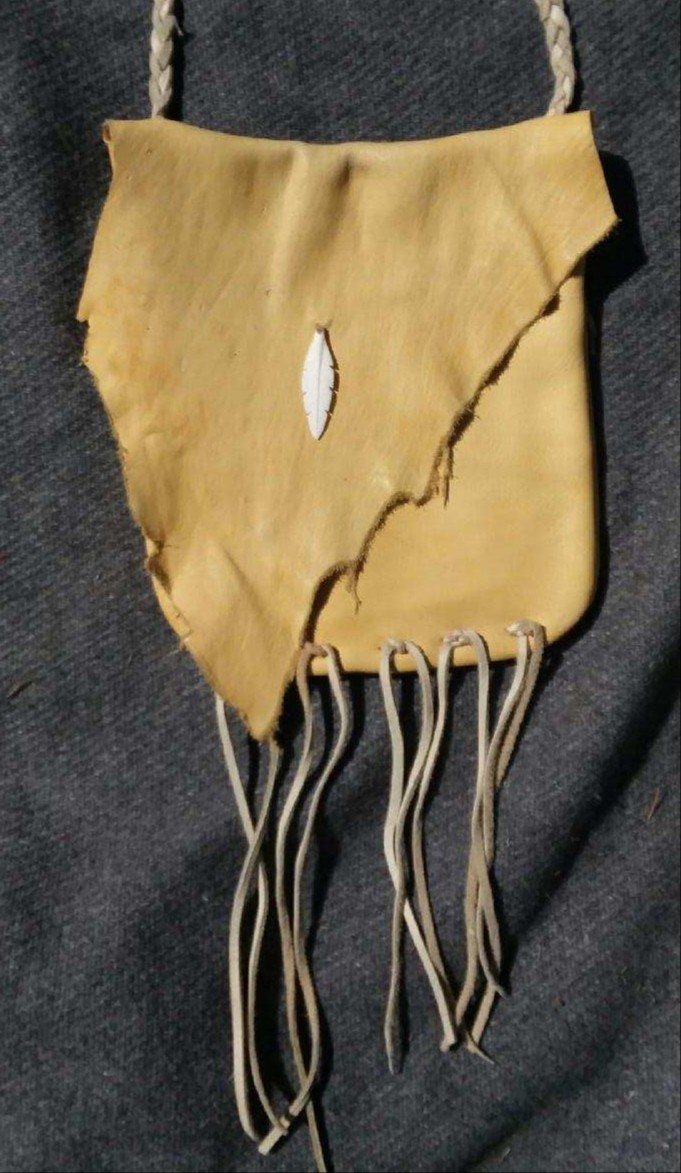 Handmade Deer Hide Buckskin Leather Pouch Crossbody Bag