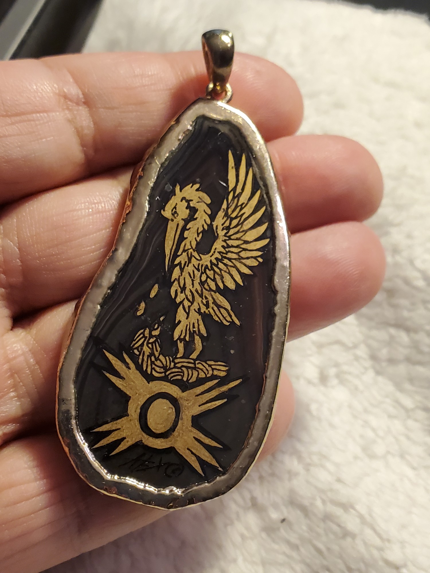 Sith Pelican Agate in 14k gold Pendant