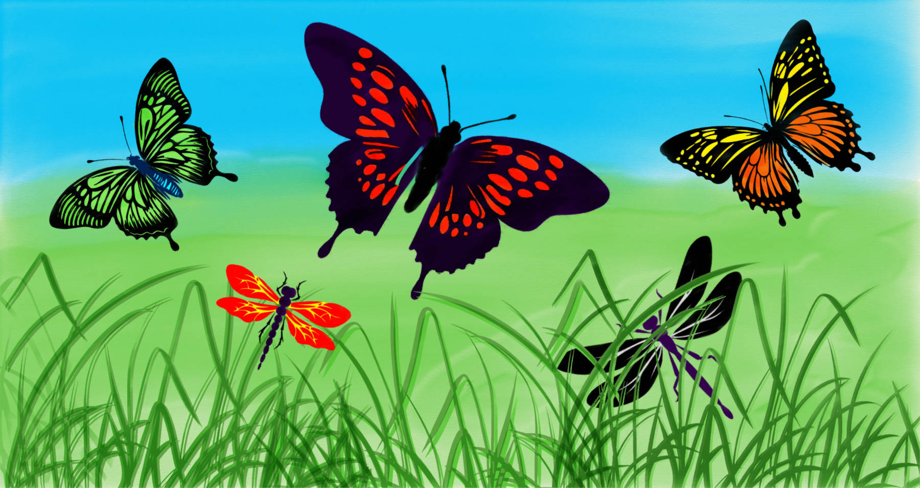 Flutterbyes & dragonflies Digital Print
