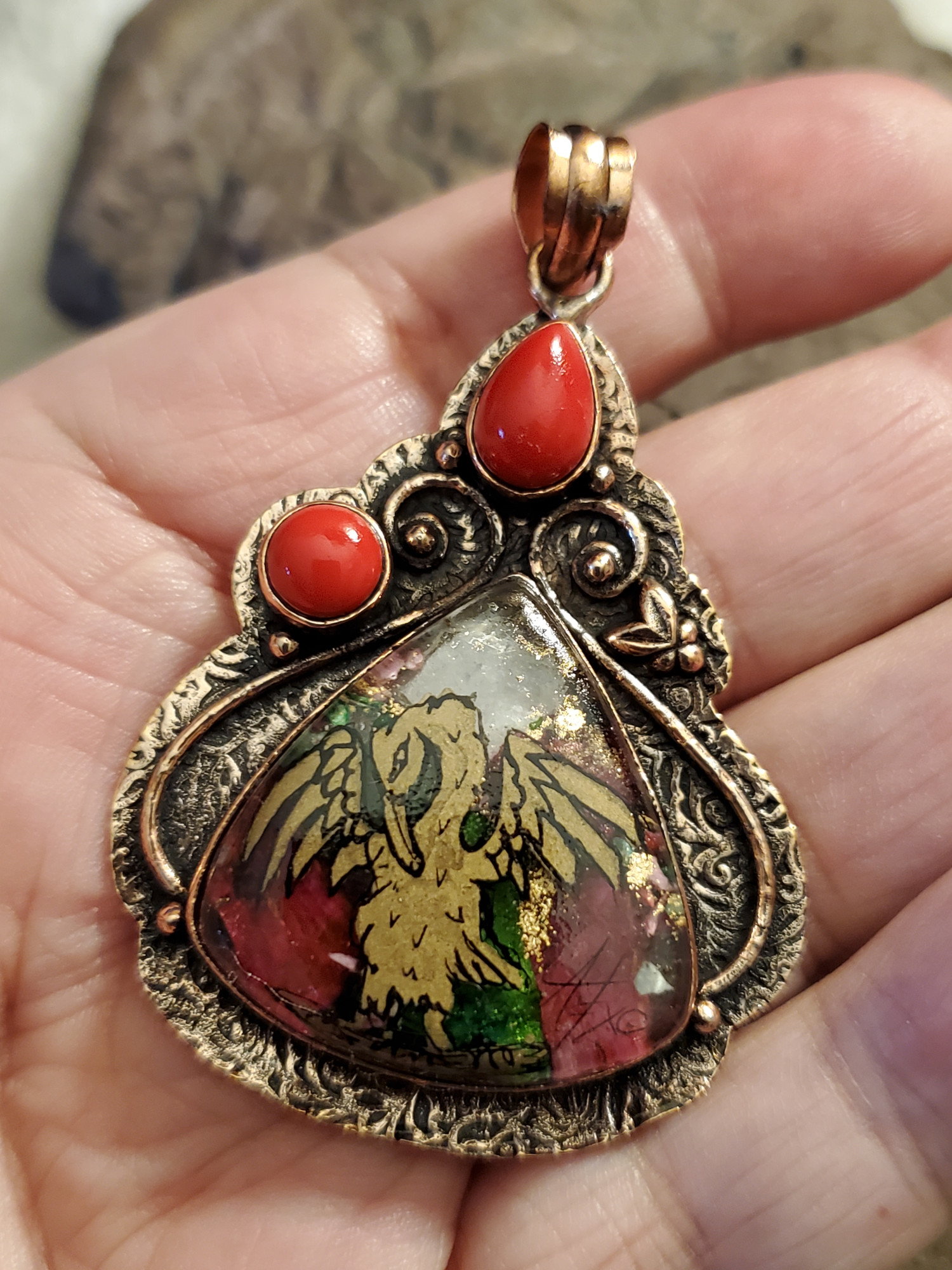 Pelican Oyster Turquoise Pendant