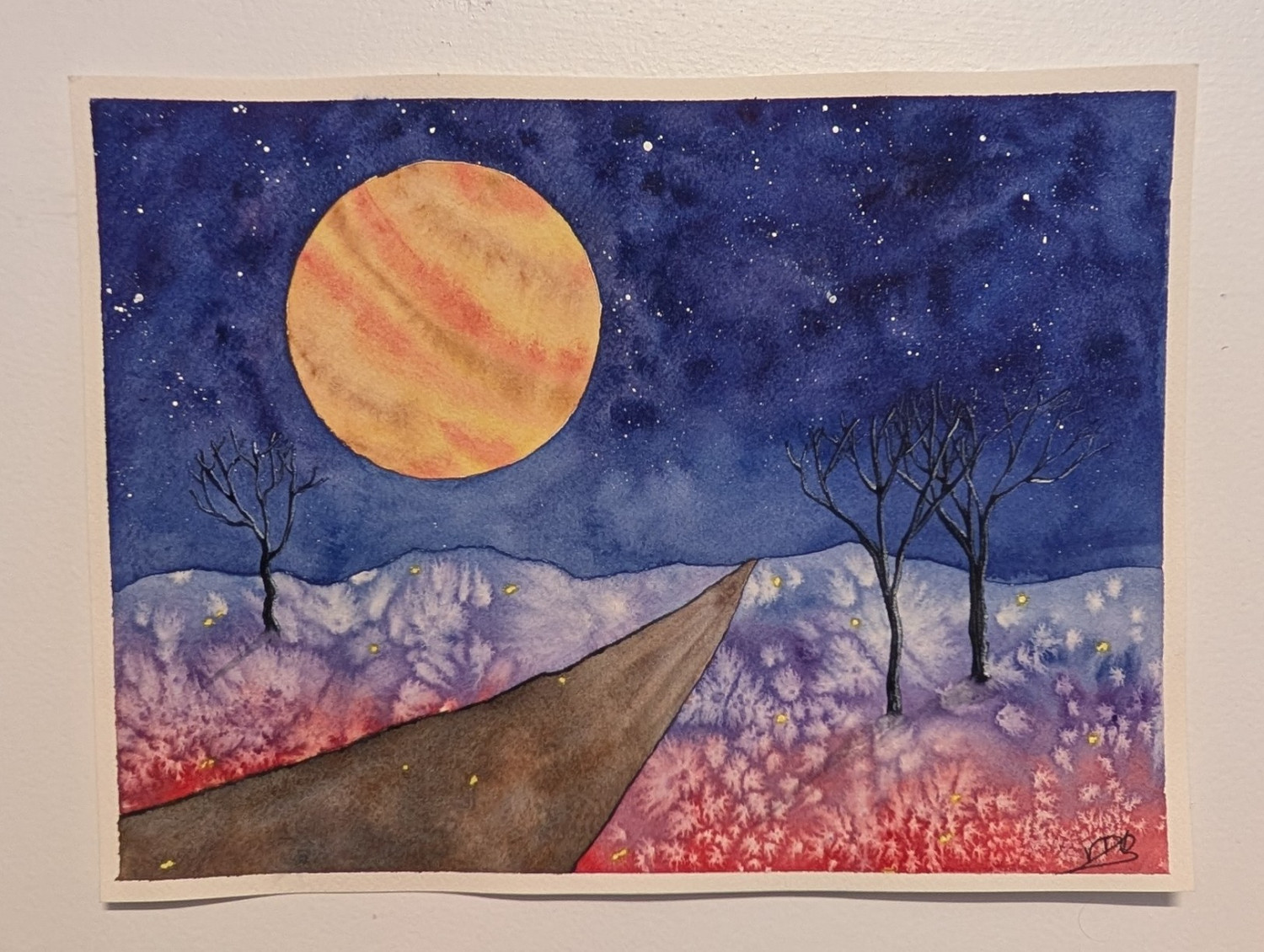 "When We Lived on the Moon" Watercolor Painting