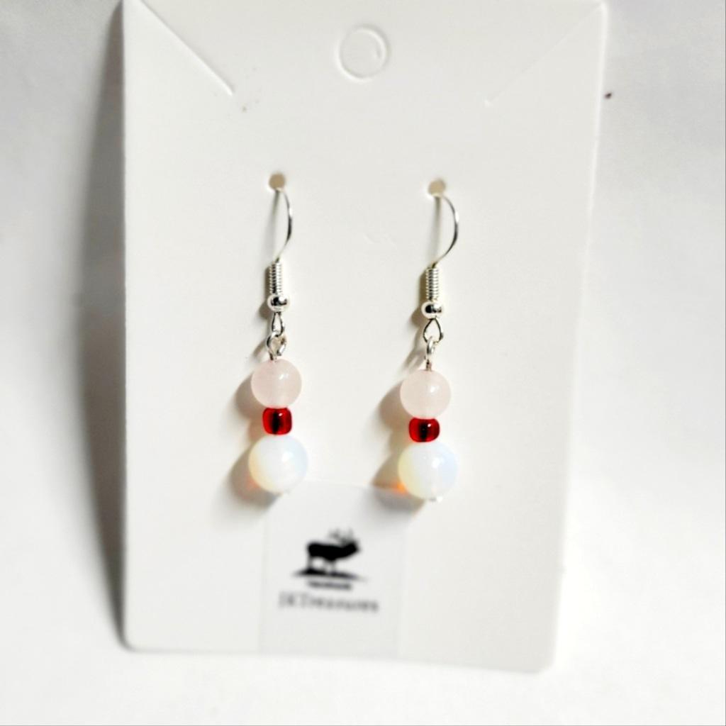 Hand crafted rose quartz & Moonstone dangle earrings