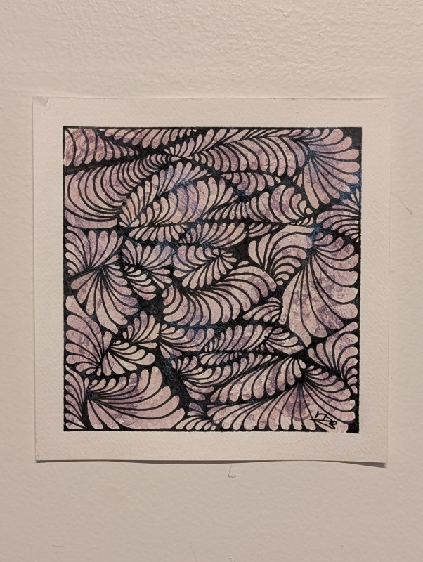Abstract Purple Swirls Watercolor Painting