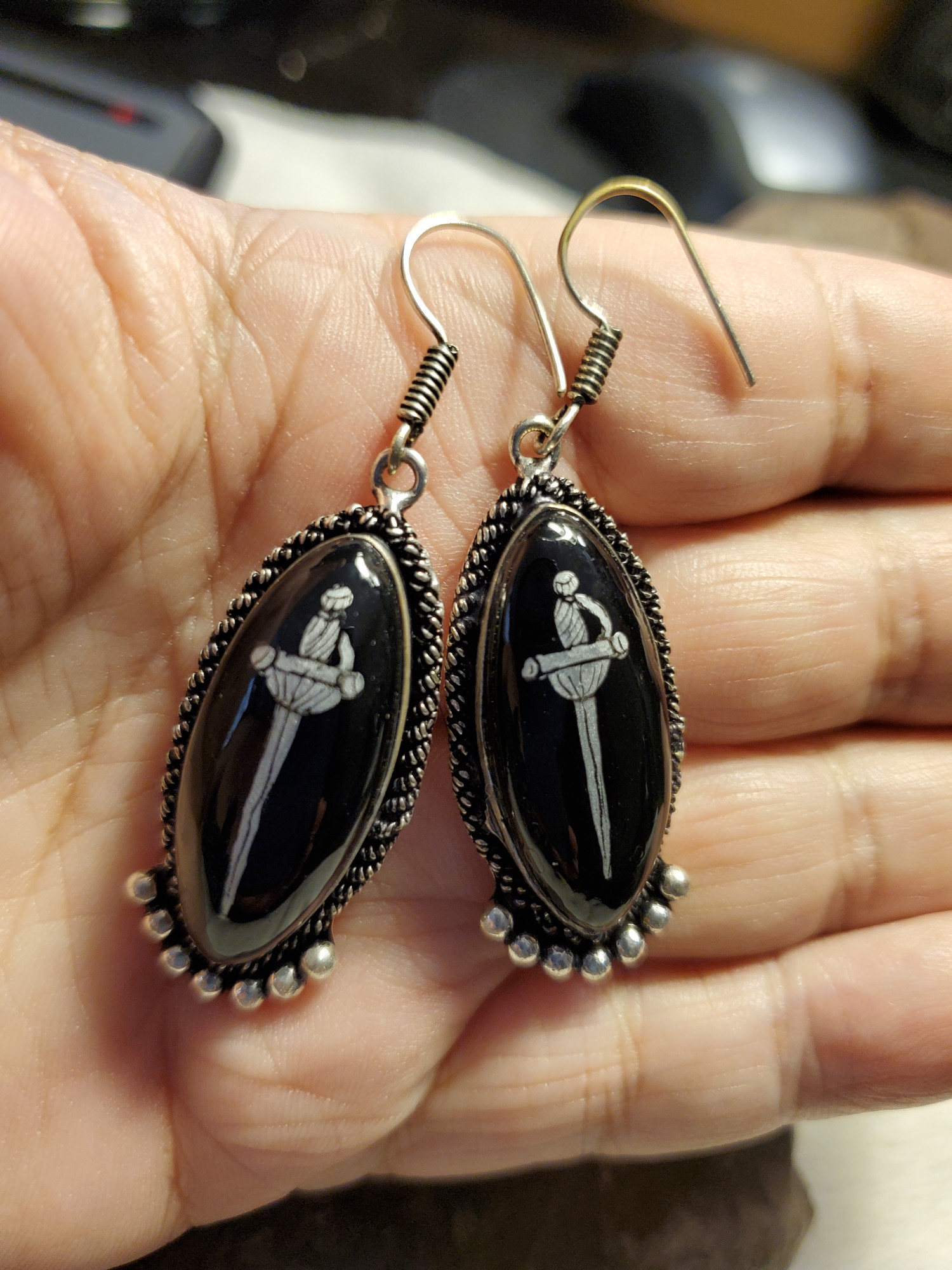 Rapier Onyx in Sterling Silver Earring Set