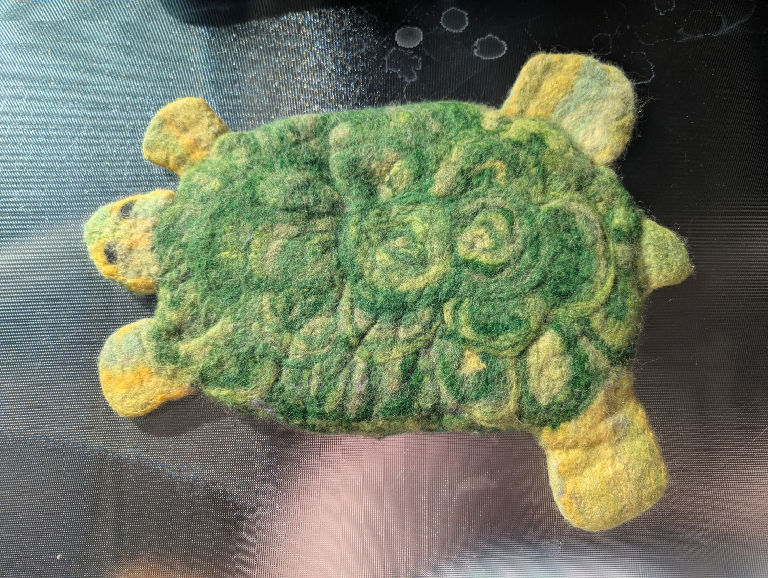 Green Turtle Felted Wool Hot pad trivet