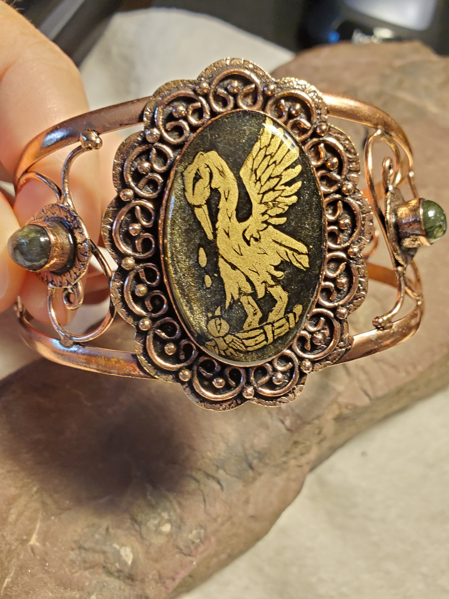 Pelican Obsidian Cuff Bracelet