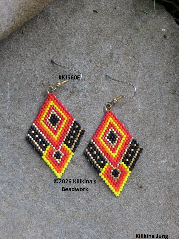 Handmade Native American Style Beaded Earrings, Made by Kilikina