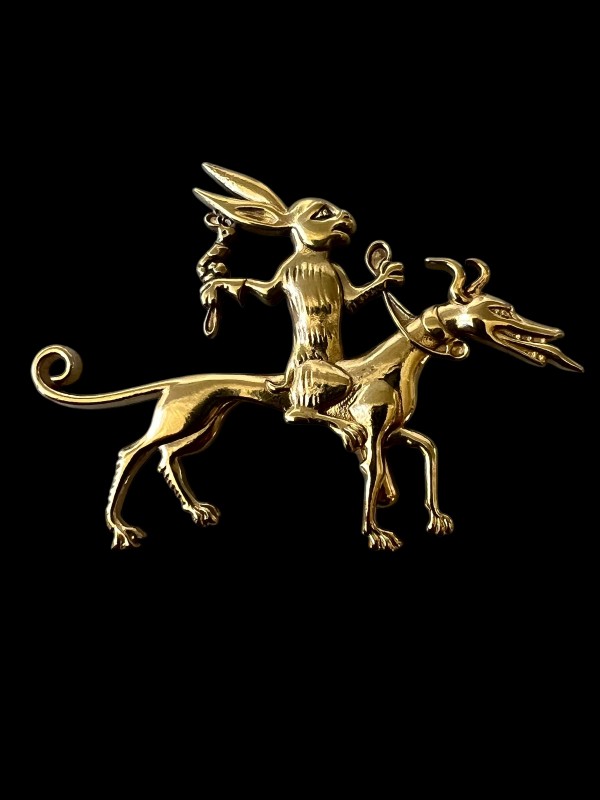 Battle Bunny #9 - 13th century - Hunter Bunny - Medieval-Style Pin - Bestiary