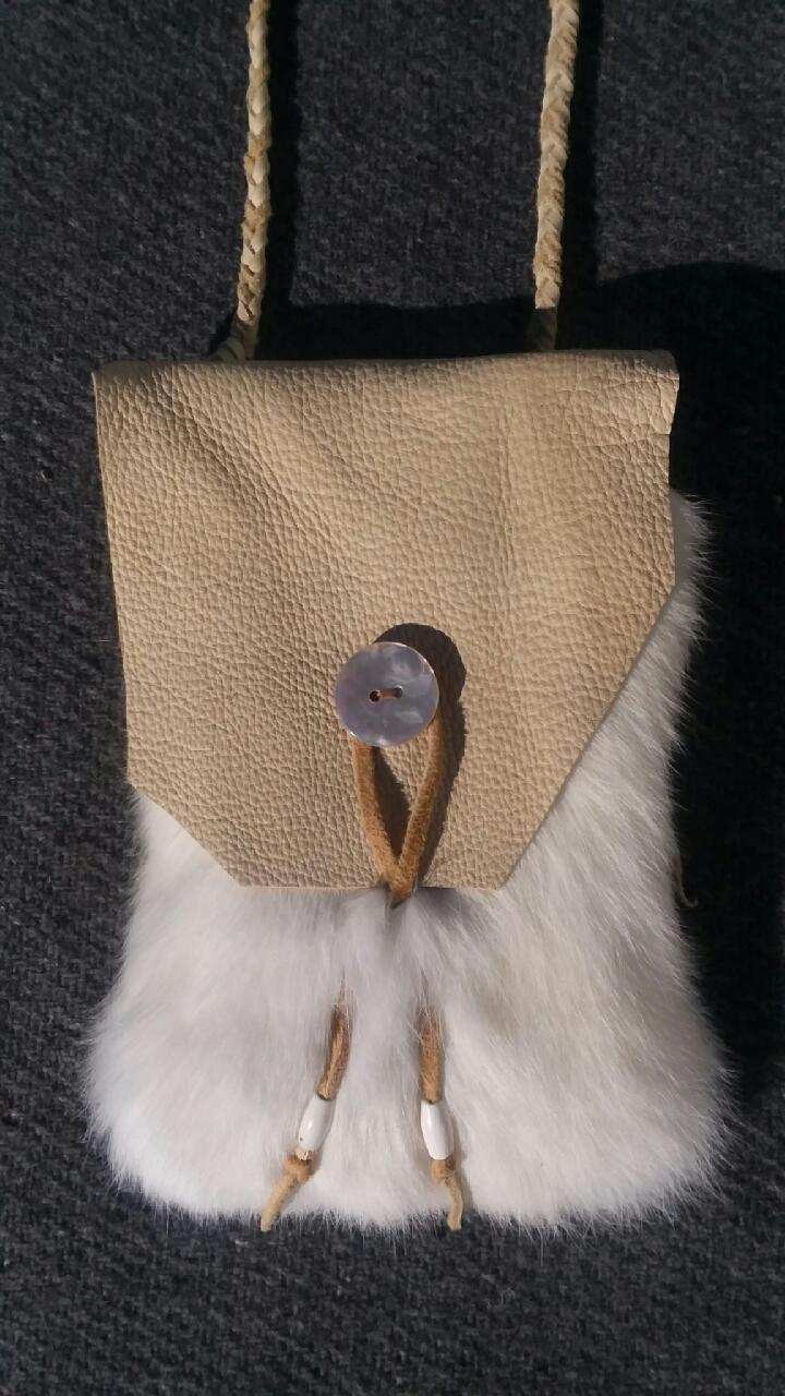 Deer & Rabbit Hide Fur & Leather Crossbody Pouch