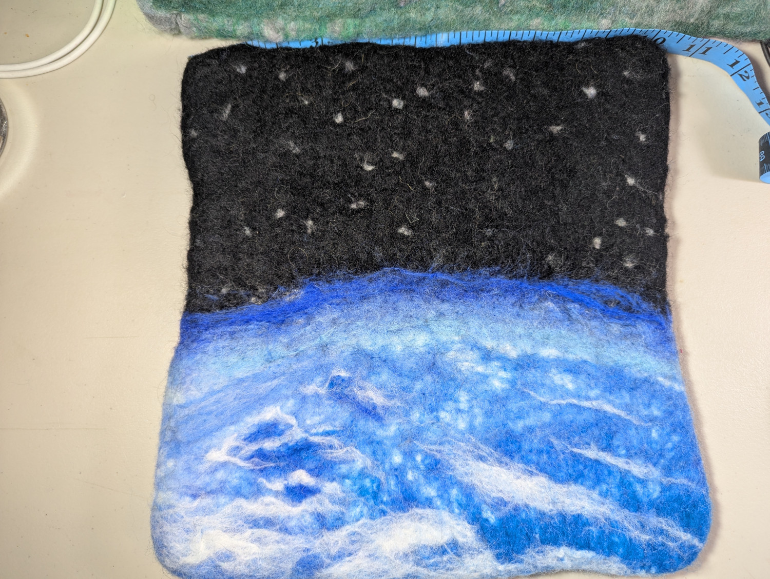 Edge of Space Felted wool Hot pad trivet