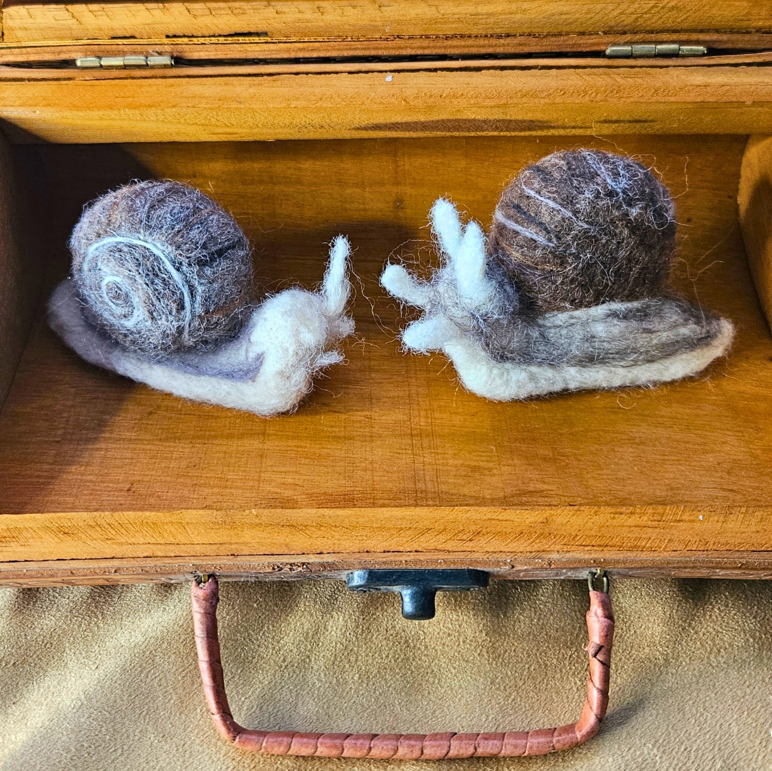 Needle felted snail