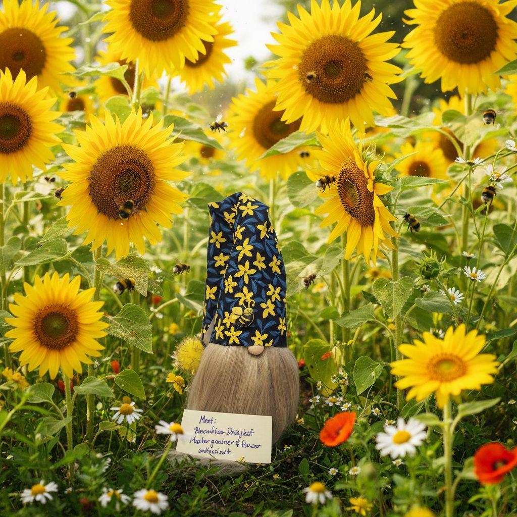 Yellow daisy & bumble bee gnome shelf sitter table decor centerpiece