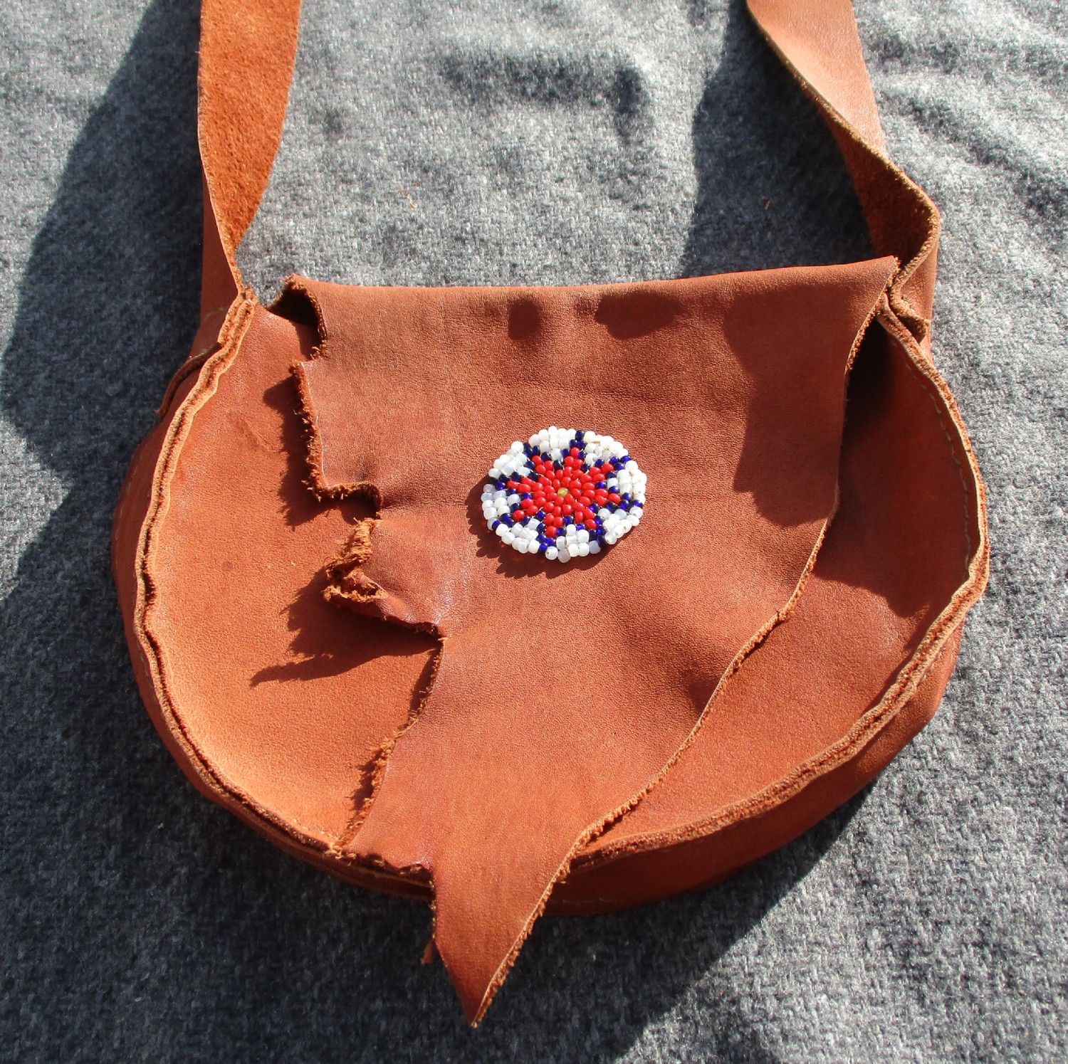 Handmade Elk leather crossbody bag with beadwork