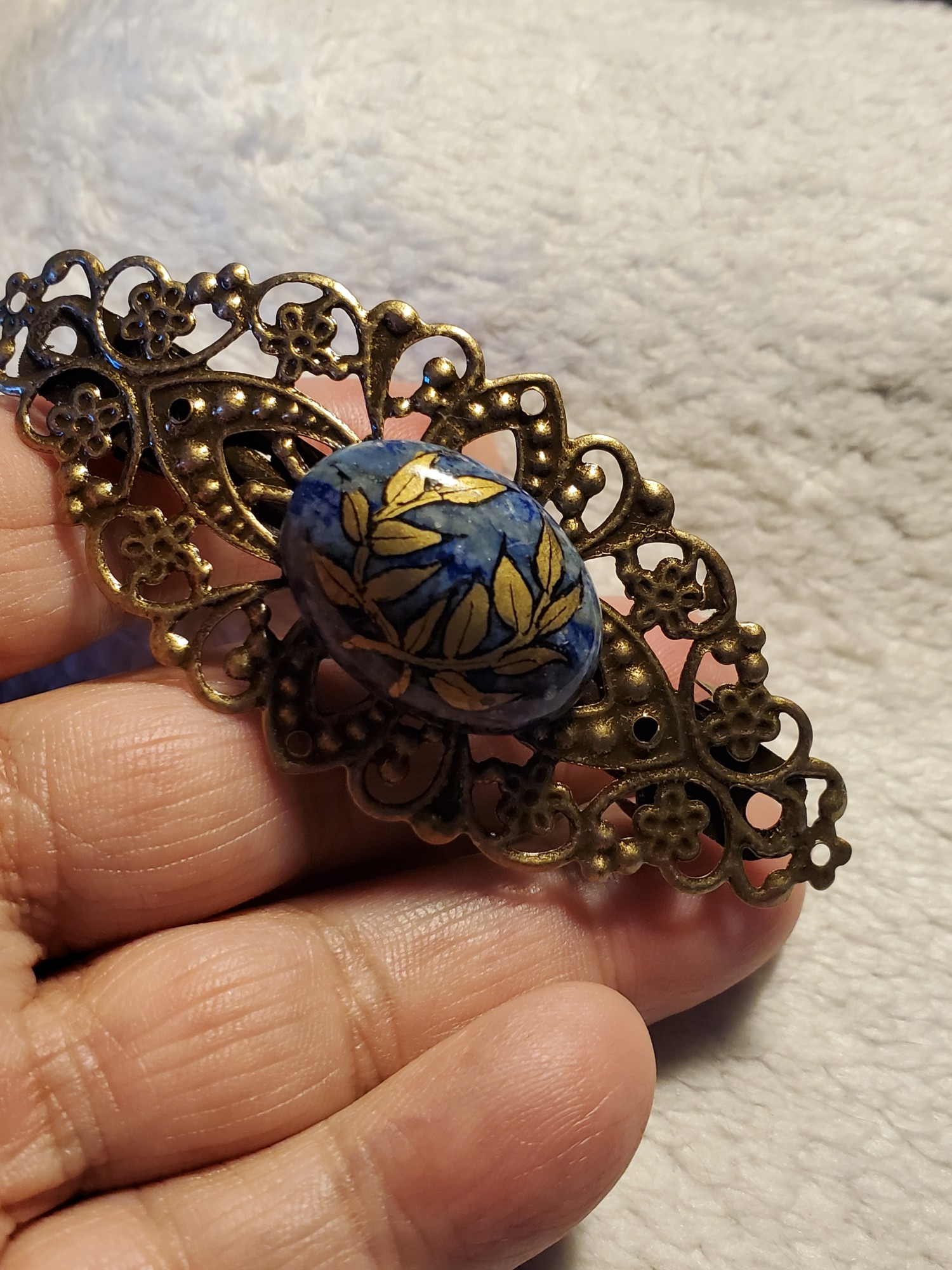 Laurel Lapis Hair Clip Bronze