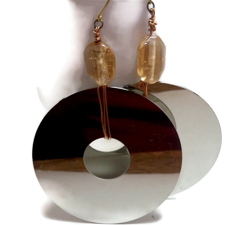 Laptop computer hard drive platter Earrings