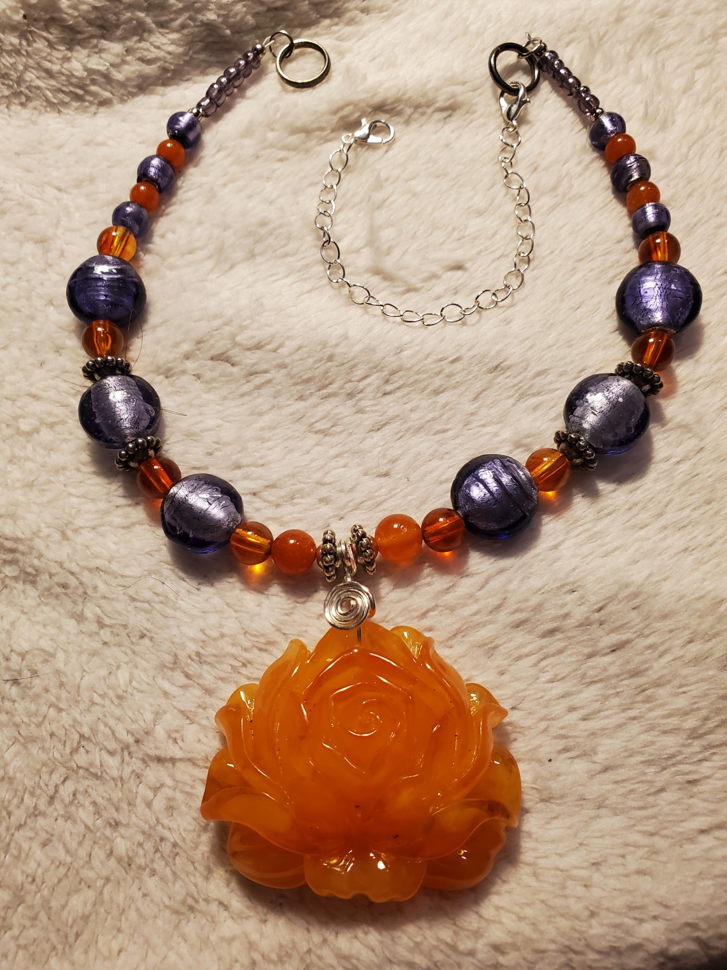 Lavender Glimmer Rose Necklace