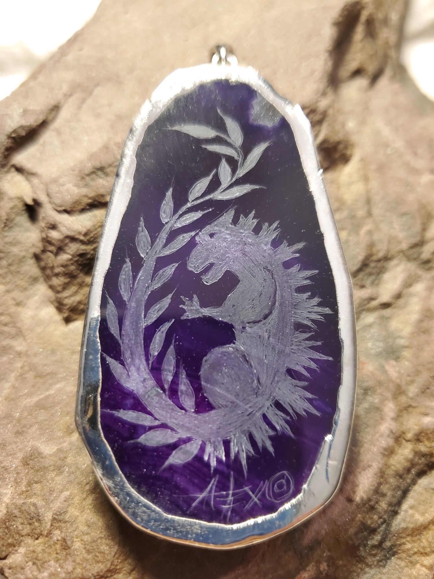 Godzilla Laurel Agate in Sterling Pendant