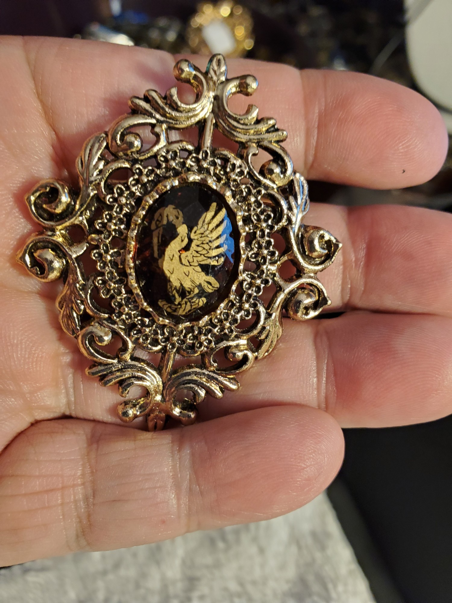Pelican Burgundy Brooch Pendant