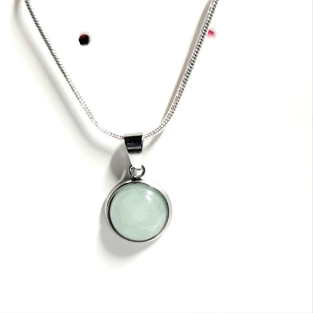 Natural Aqua Chalcedony Pendant 925 Sterling Silver Necklace