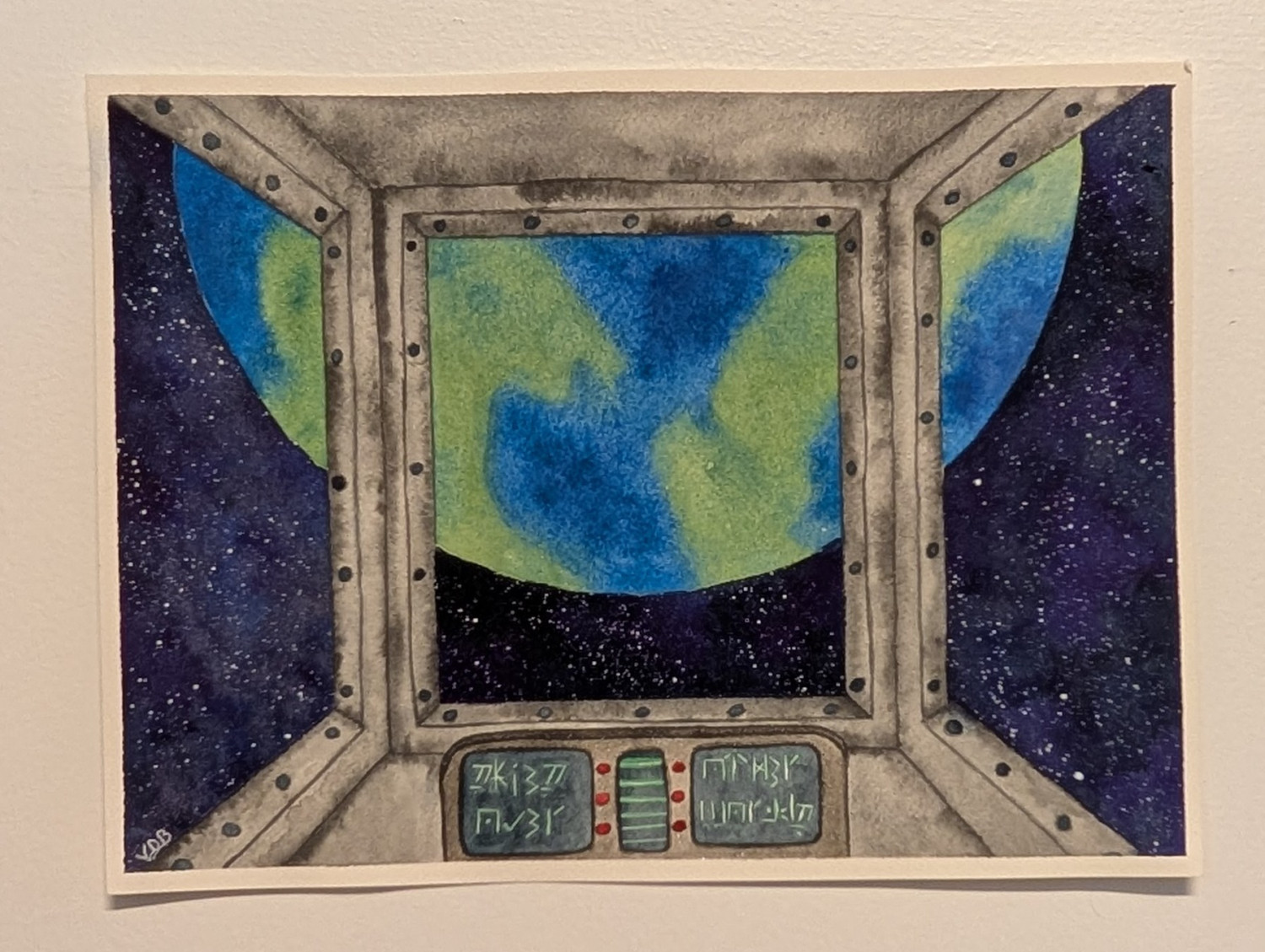 "Arrival, or Aerodynamics Don't Matter in the Vacuum of Space" Watercolor Painting