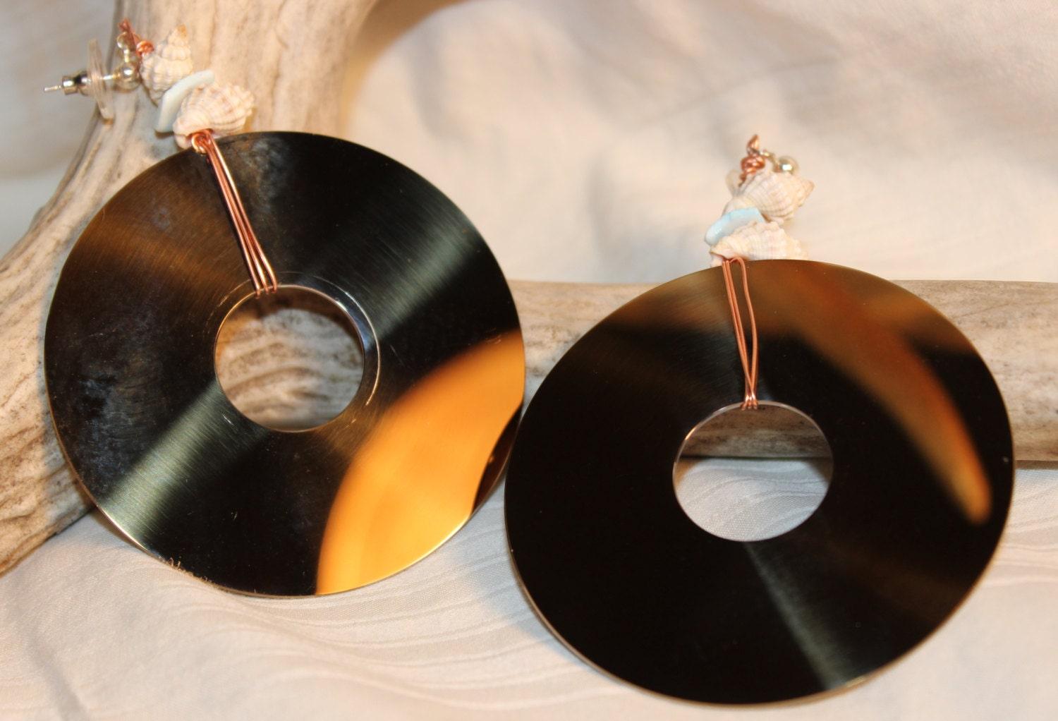 Lap top computer hard drive platter Earrings