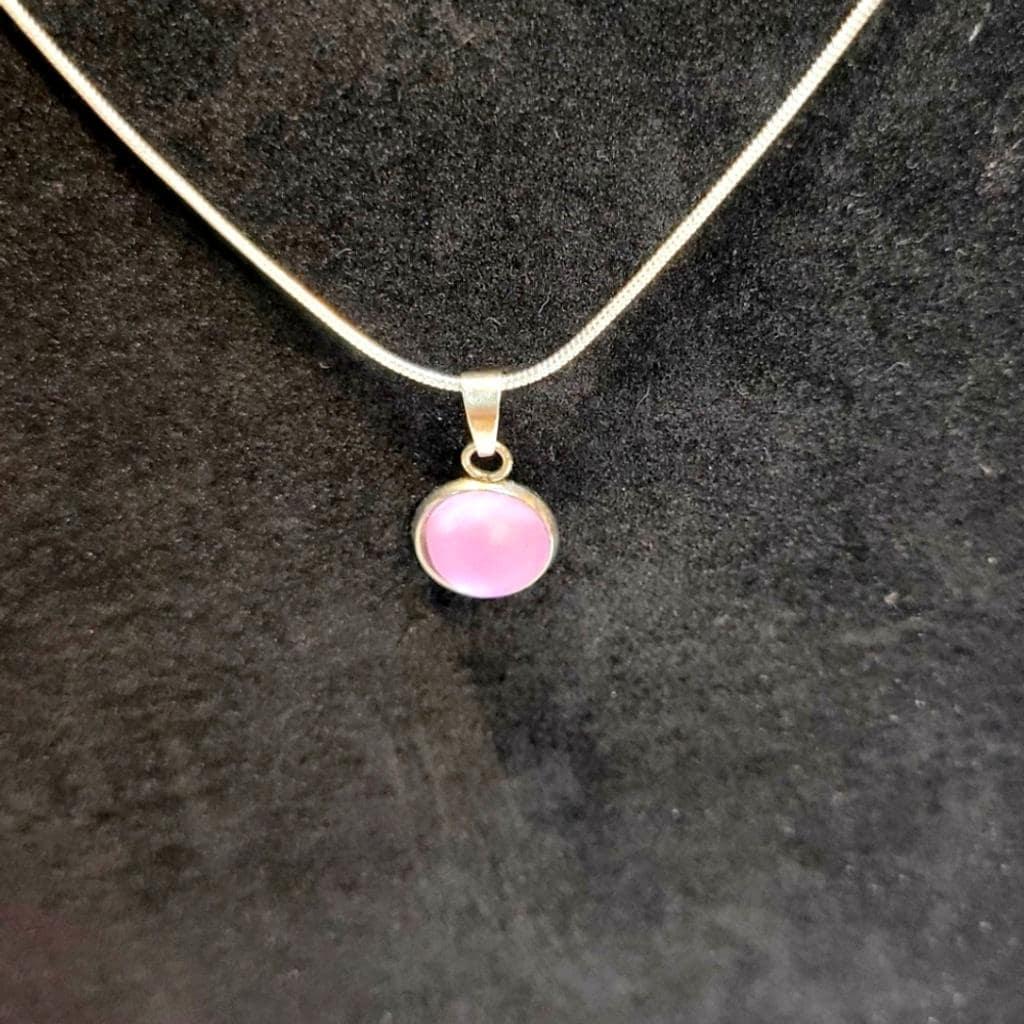 Pink crystal rhinestone 925 stamped sterling silver necklace