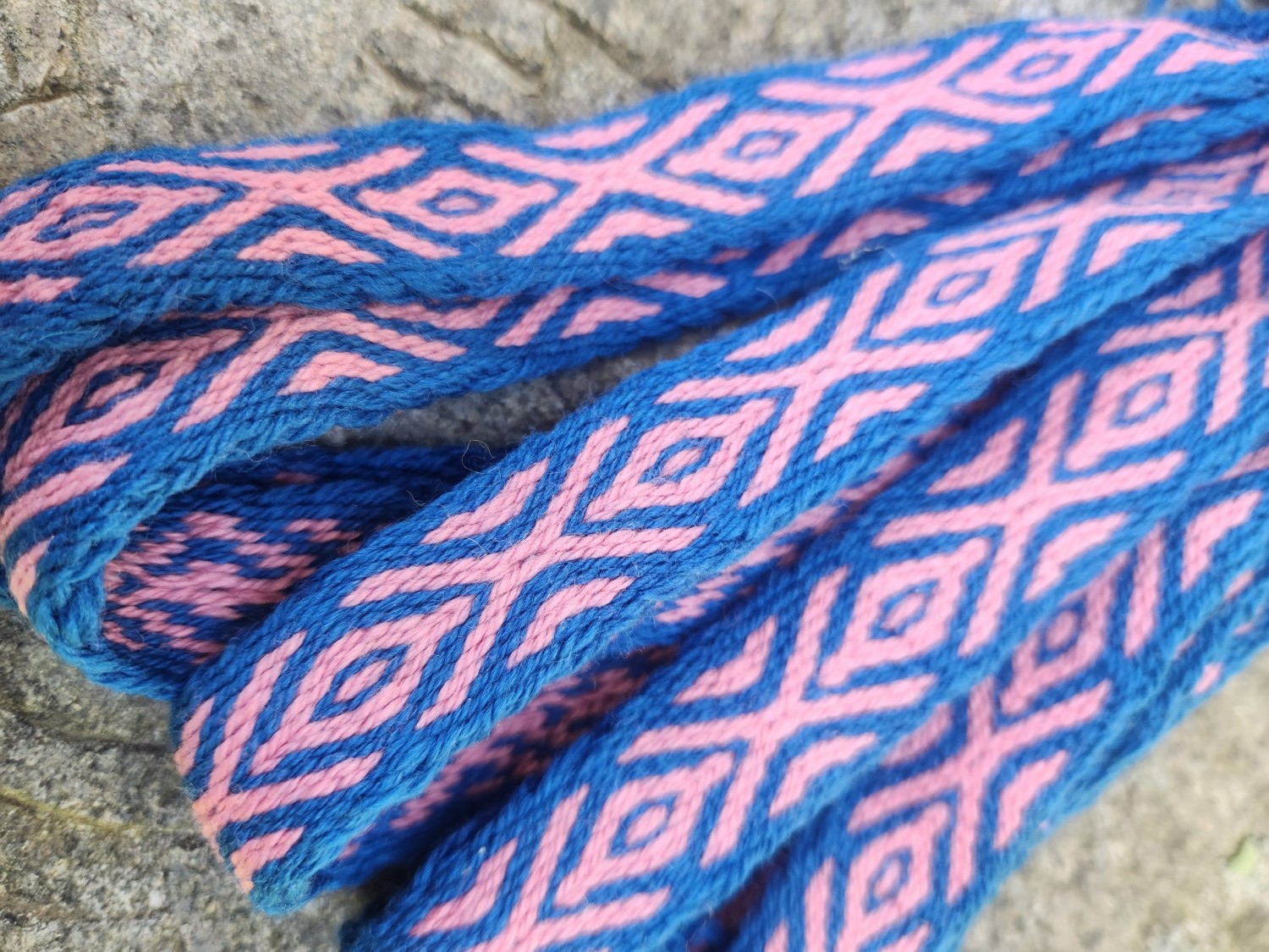 Wool Trim in Blue and Pink