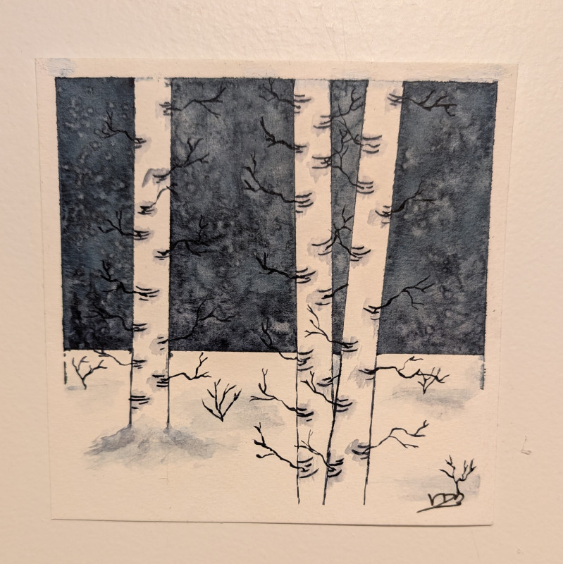 "Birch Stand" Watercolor Painting