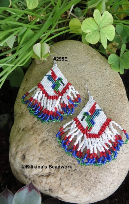 Hummingbird Earrings - Beaded Hummingbird Earrings - Made by Kilikina