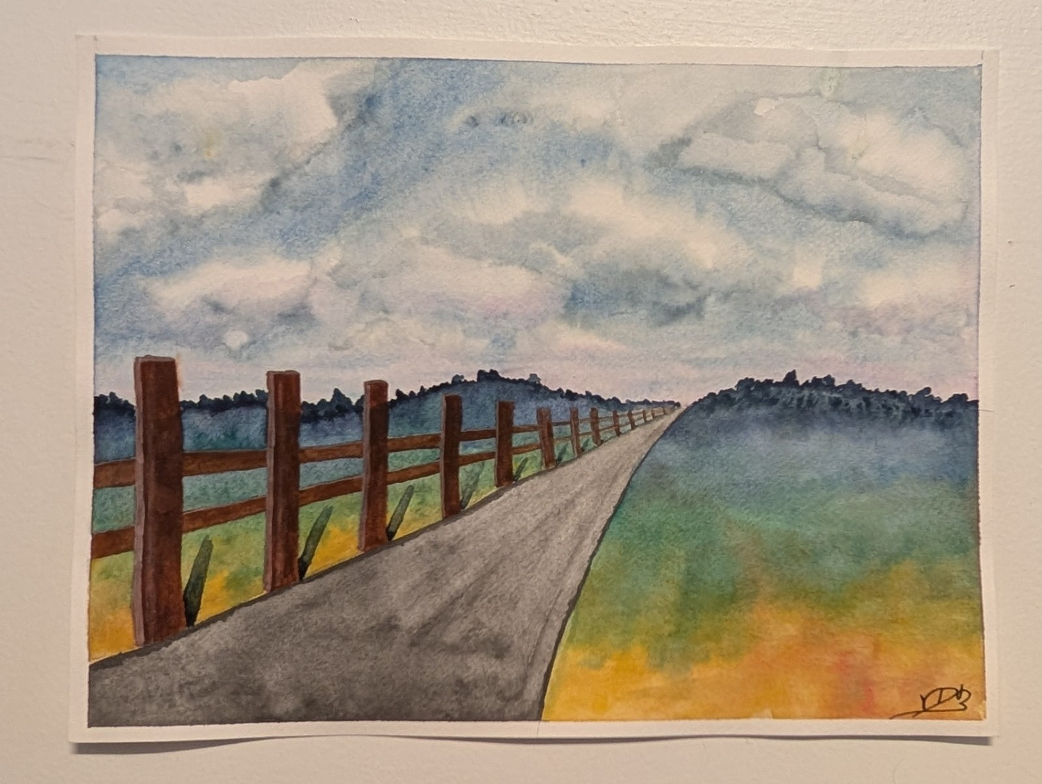 Summer Landscape Watercolor Painting