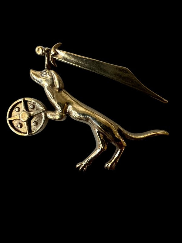 Battle Bunny #10b - 14th century - Sword and Falchion Doggie - Medieval-Style Pin - Bestiary