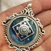 Order of the Mark Pendant Teal Glass in Tibetan Silver