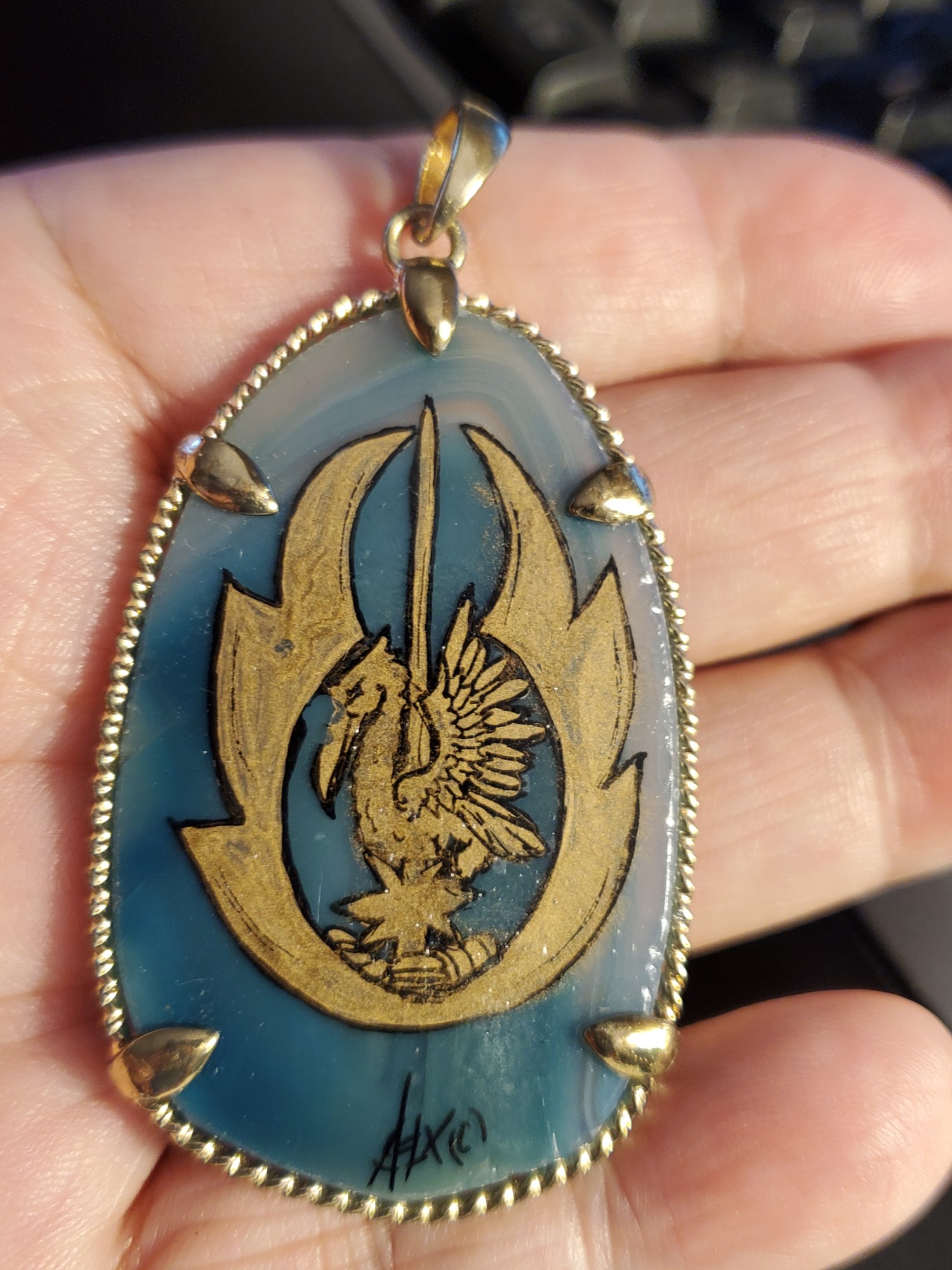 Jedi Master Pelican Agate Pendant