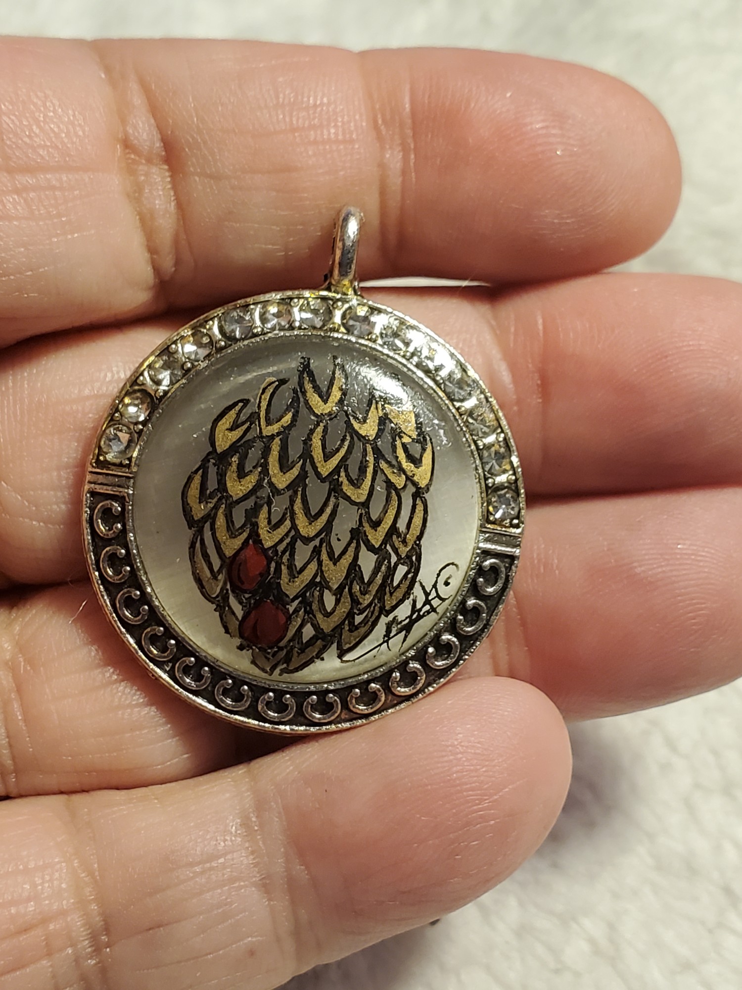 Stealth Pelican Round Tibetan Silver Pendant