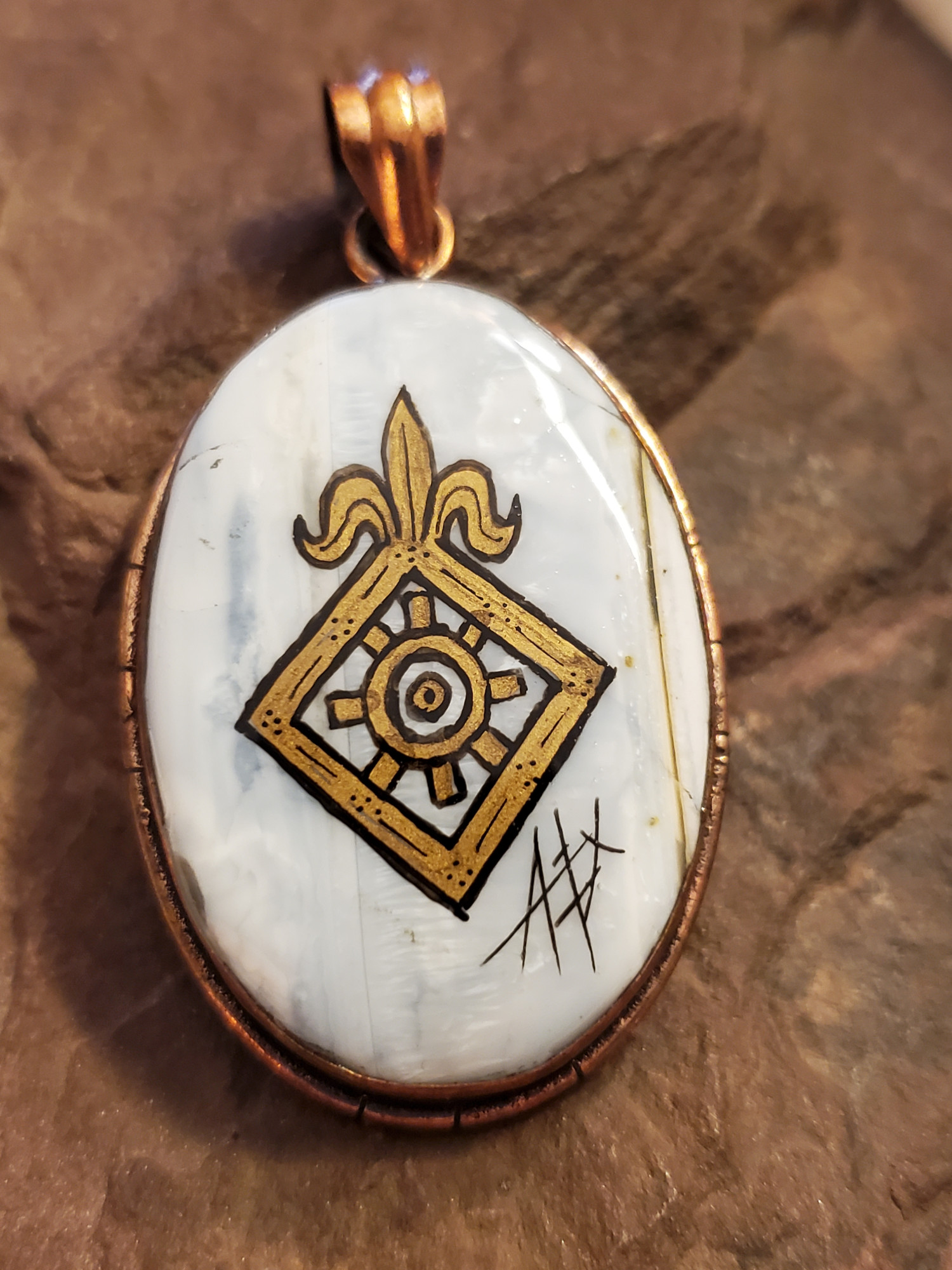 Order of the Mark Owyhee Opal in Copper Pendant